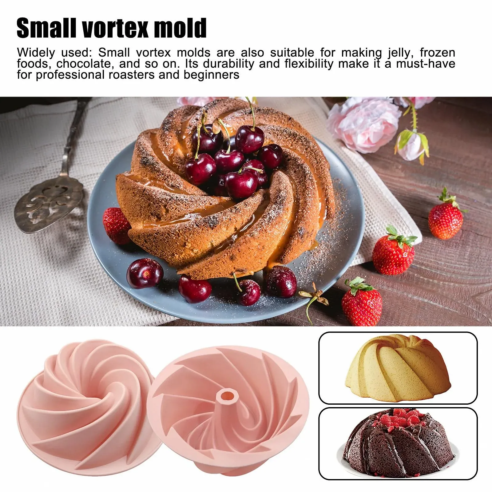 Форма для випічки силіконова маленька вихровий візерунок для десертів DIY-проєкт, фото №3