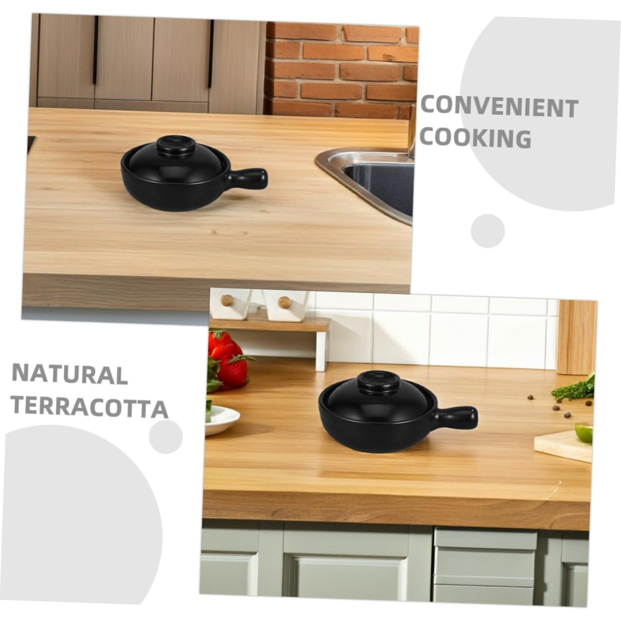 Горшок глиняный VICASKY с крышкой японский Donabe термостойкий, фото №3