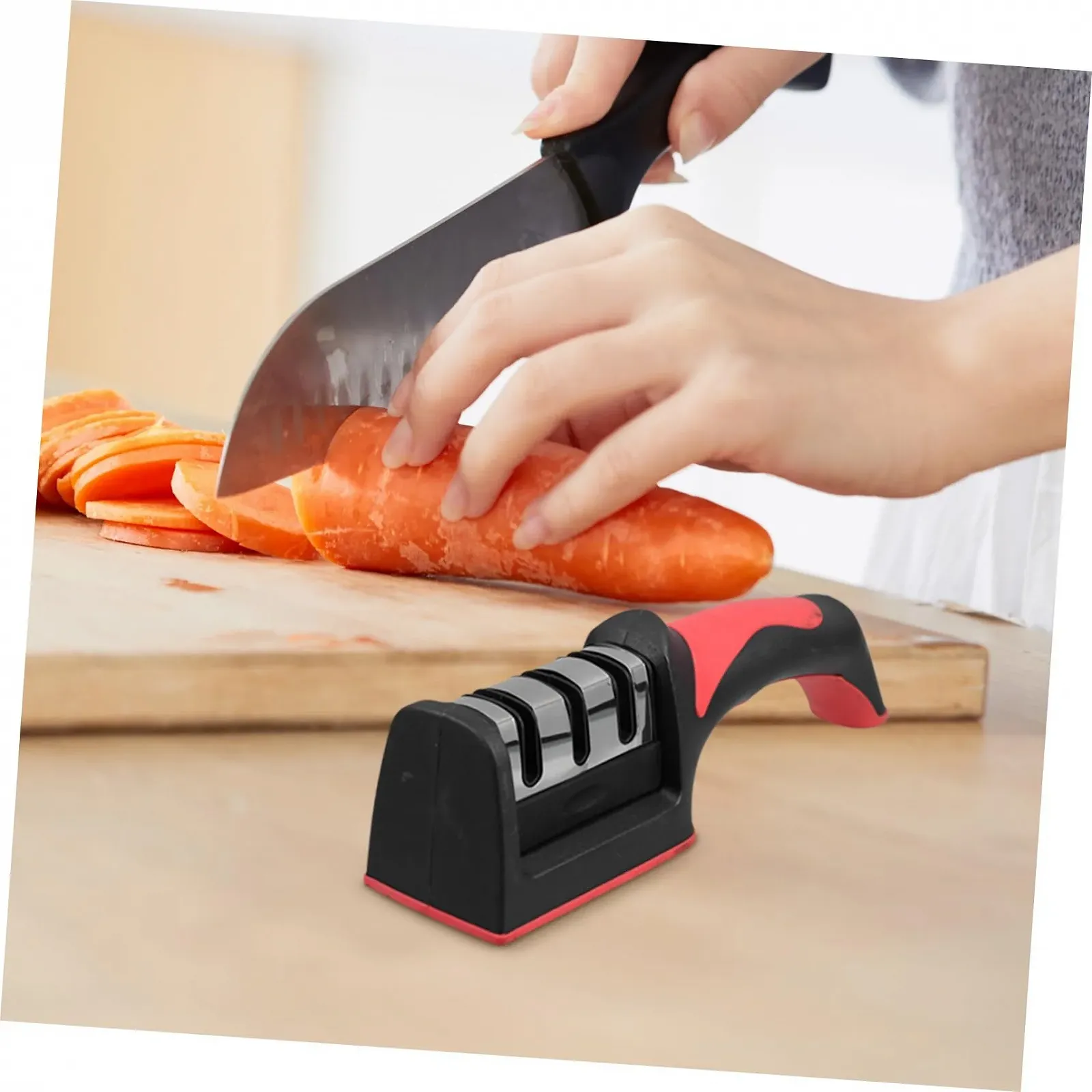 Точилка для ножів TOPBATHY ручна нержавіюча сталь триступенева, фото №5