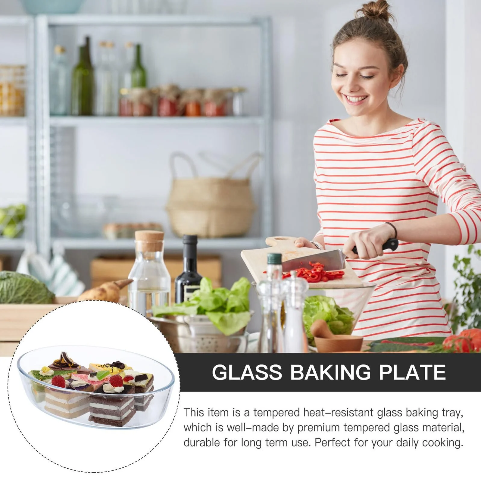 Форма для запікання VALICLUD скляна термостійка велика прозора, фото №8 Форма для запікання VALICLUD скляна термостійка велика прозора, фото №8