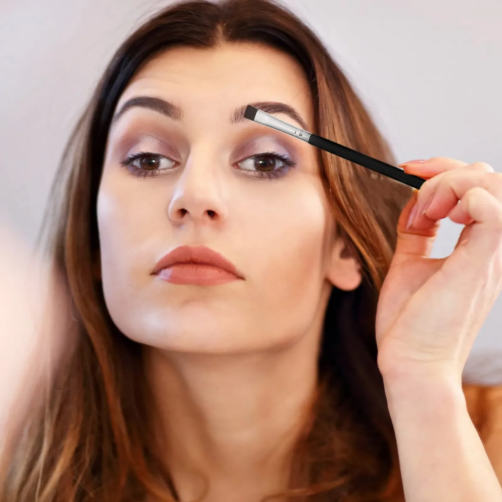 Набір пензлів для підводки очей Beavorty, 6 шт, з пласким пензлем для брів, дерев'яною ручкою, фото №3