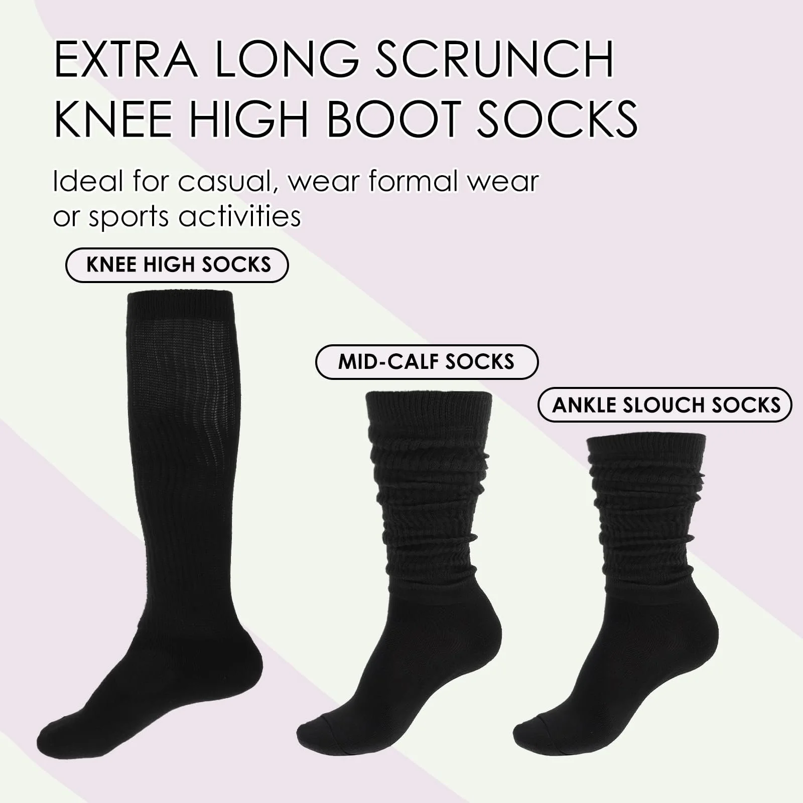 Шкарпетки Ouligay, 2 пари, чорний/білий, XXL, фото №3