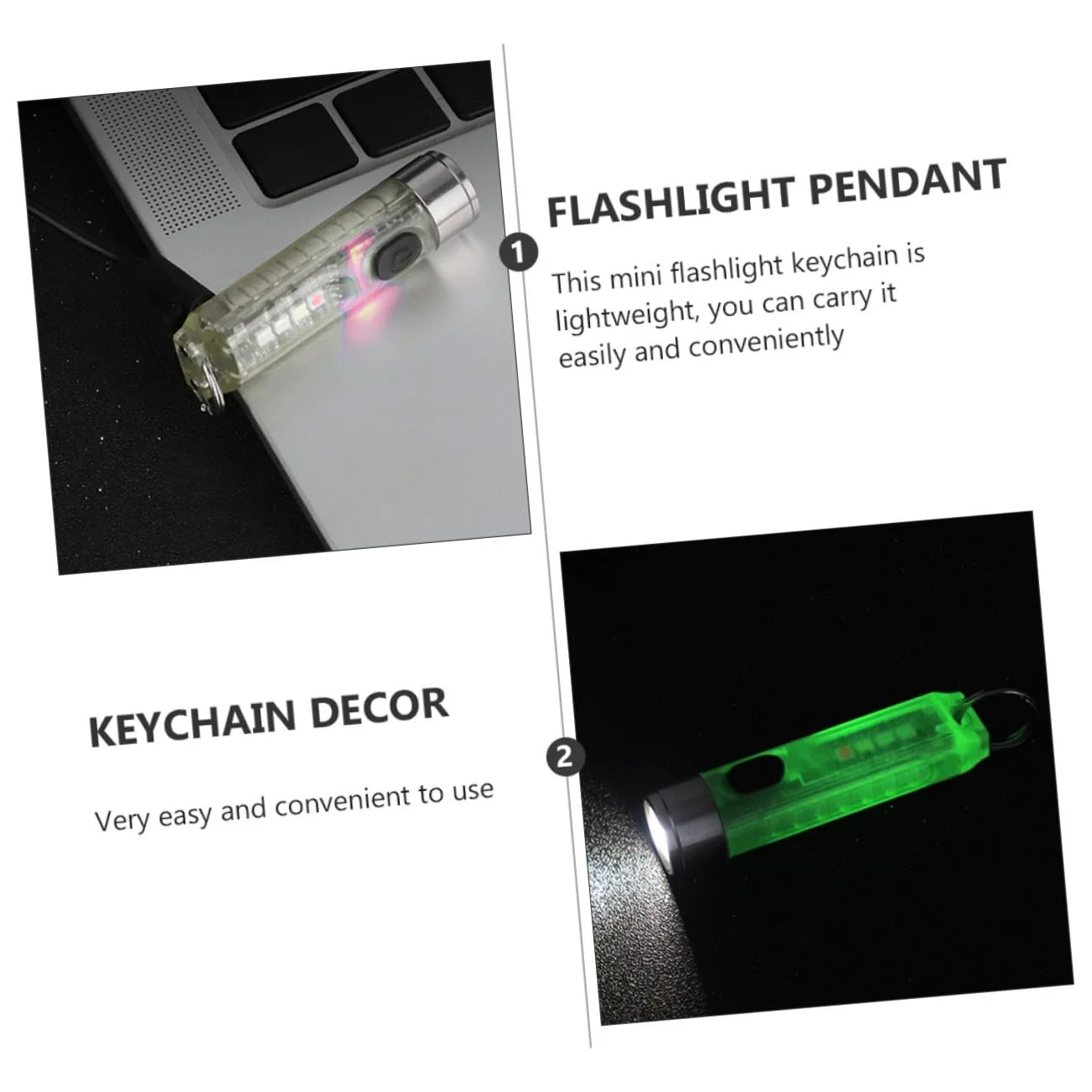 USB Перезаряджуваний LED Міні Ліхтарик з брелоком Міцний нержавіюча сталь PC для зовнішнього використання для кемпінгу Портативний підвісний, фото №5