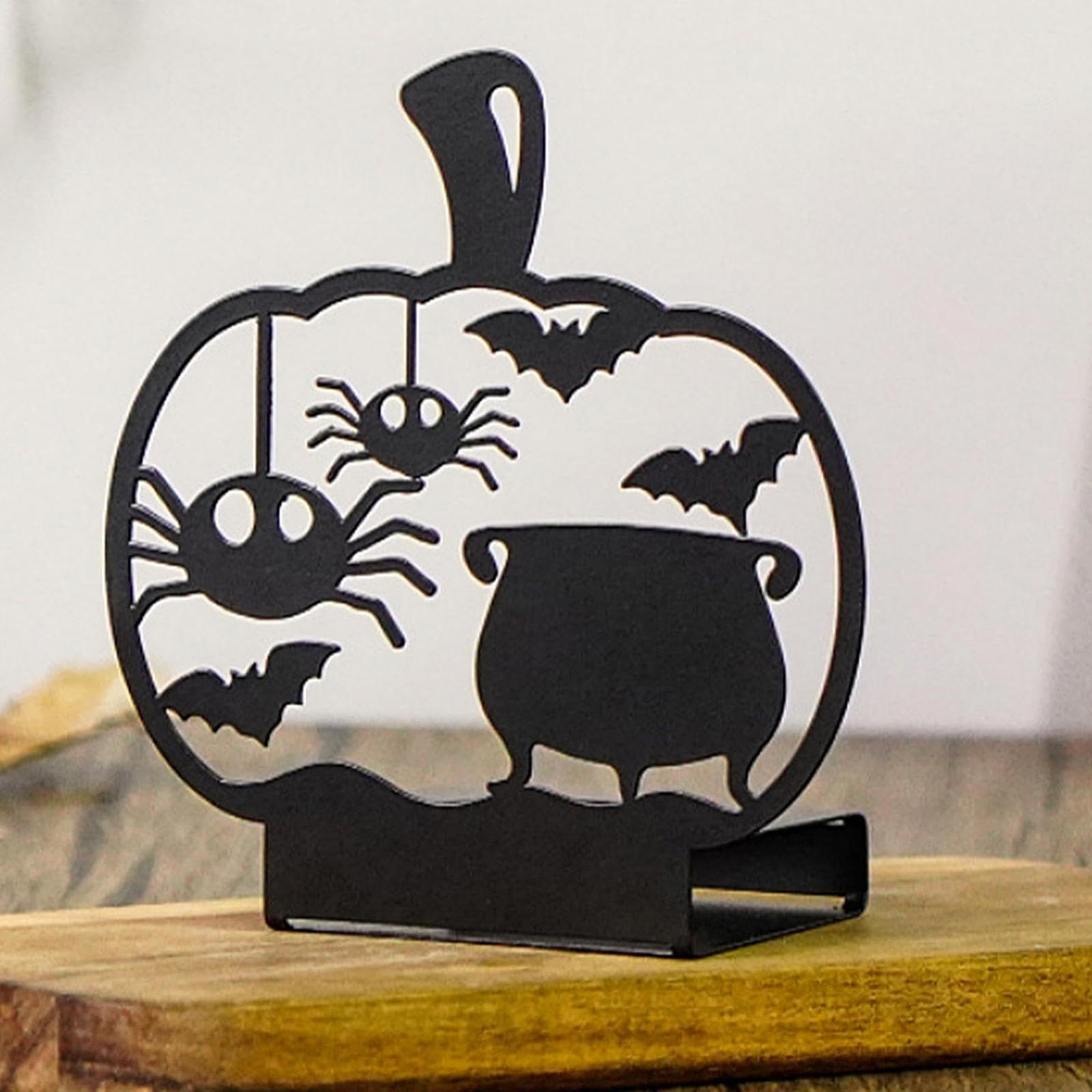 Подсвечник Halloween - Кованый Подсвечник Паук Летучая мышь Черный, фото №6