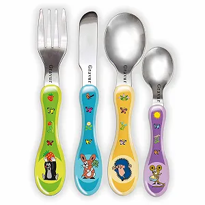 Купить Детский набор столовых приборов Крот с гравировкой - Фото 1 Детский набор столовых приборов Крот с гравировкой - Фото 1