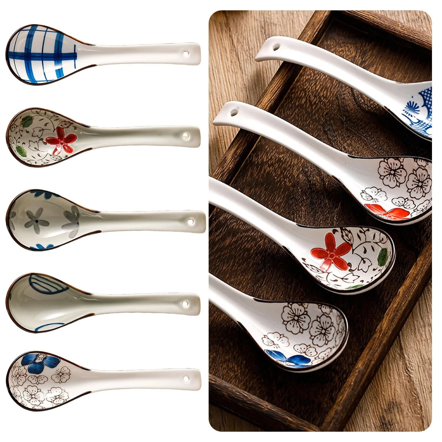 Ложка для китайського супу керамічна 5 шт. Ретро, фото №3