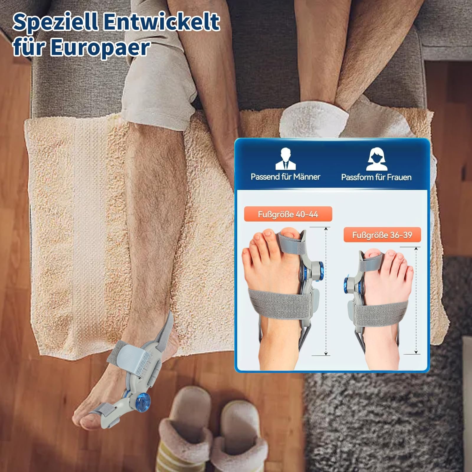 Шина Hallux Valgus Зручна корекція буньйону з регульованою на 180 градусів шиною та силіконовою подушечкою для дня/ночі (Унісекс, Сірий), фото №6