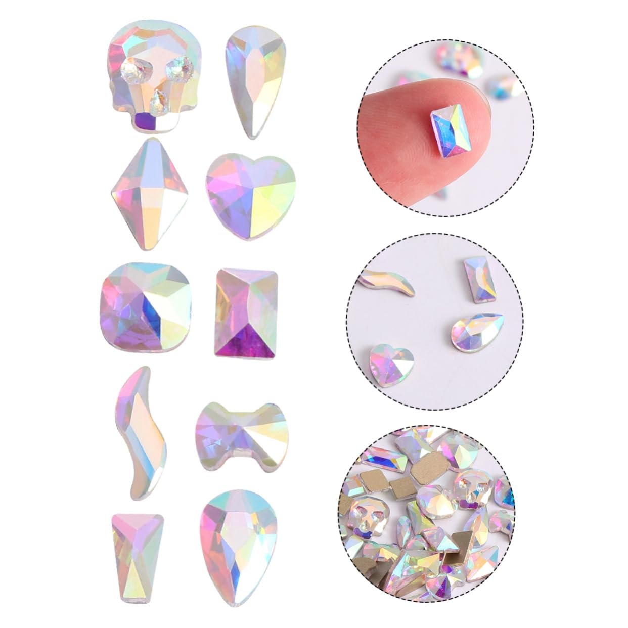 Стразы хрустальные Beavorty 100 шт для дизайна ногтей, смешанные формы, стеклянные подвески для маникюра, DIY аксессуары для ногтей, фото №6