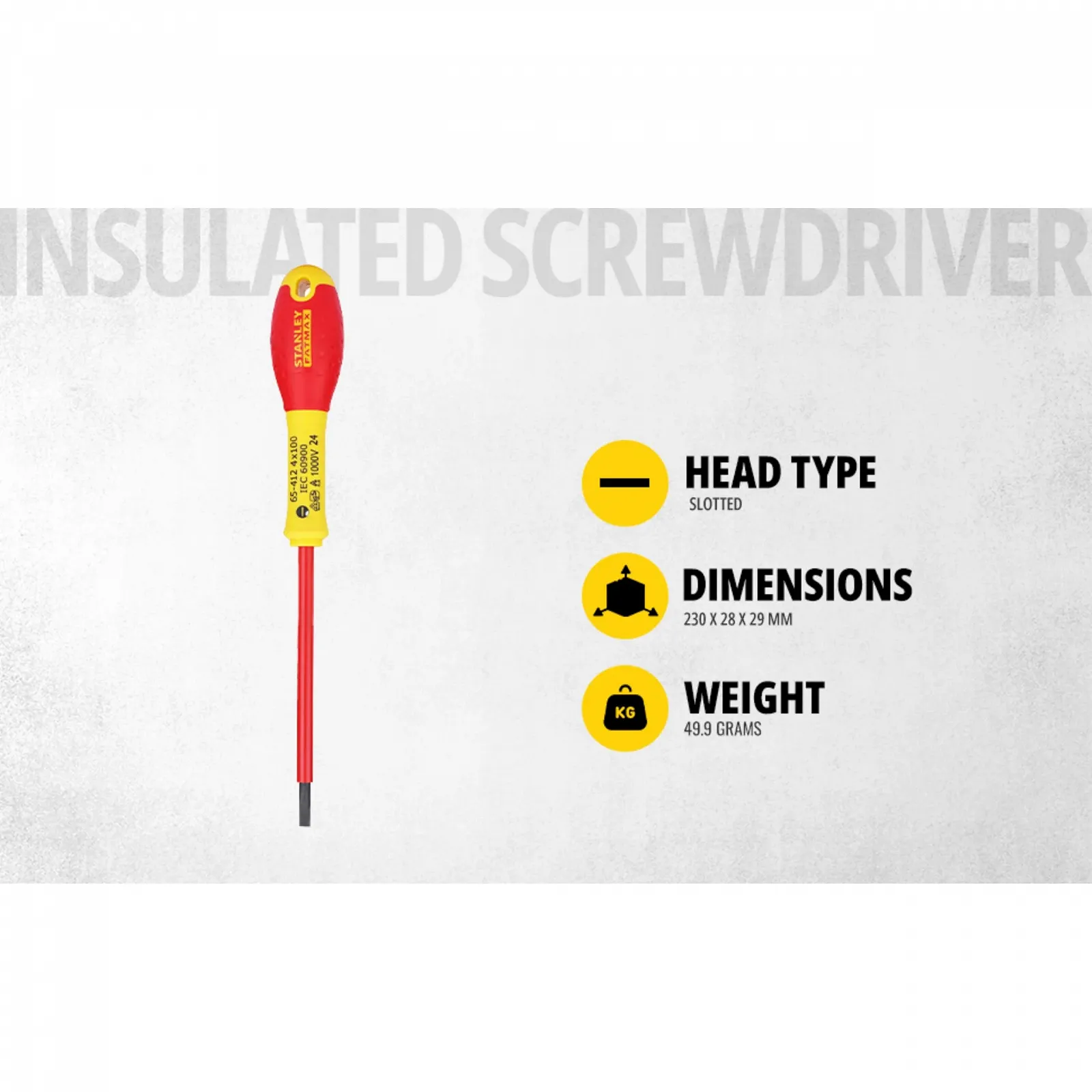Викрутка шліцова ізольована Stanley FatMax 4x100 мм червоно-жовта, фото №3