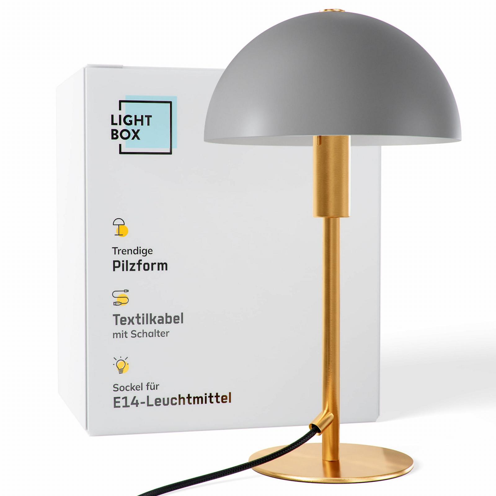 Настольная лампа Lightbox Mushroom 36 см высота диаметр 20 см E14 золото/матовый тауп/серый, фото №1