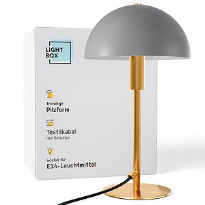 Настольная лампа Lightbox Mushroom 36 см высота диаметр 20 см E14 золото/матовый тауп/серый - Фото 1