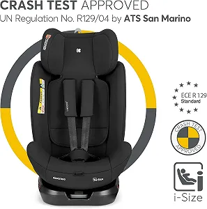 Детское автокресло KikkaBoo i-Moove 2 i-Size / 40–150 см / Поворот на 360° / Чёрный synthetic.ua - Фото 1
