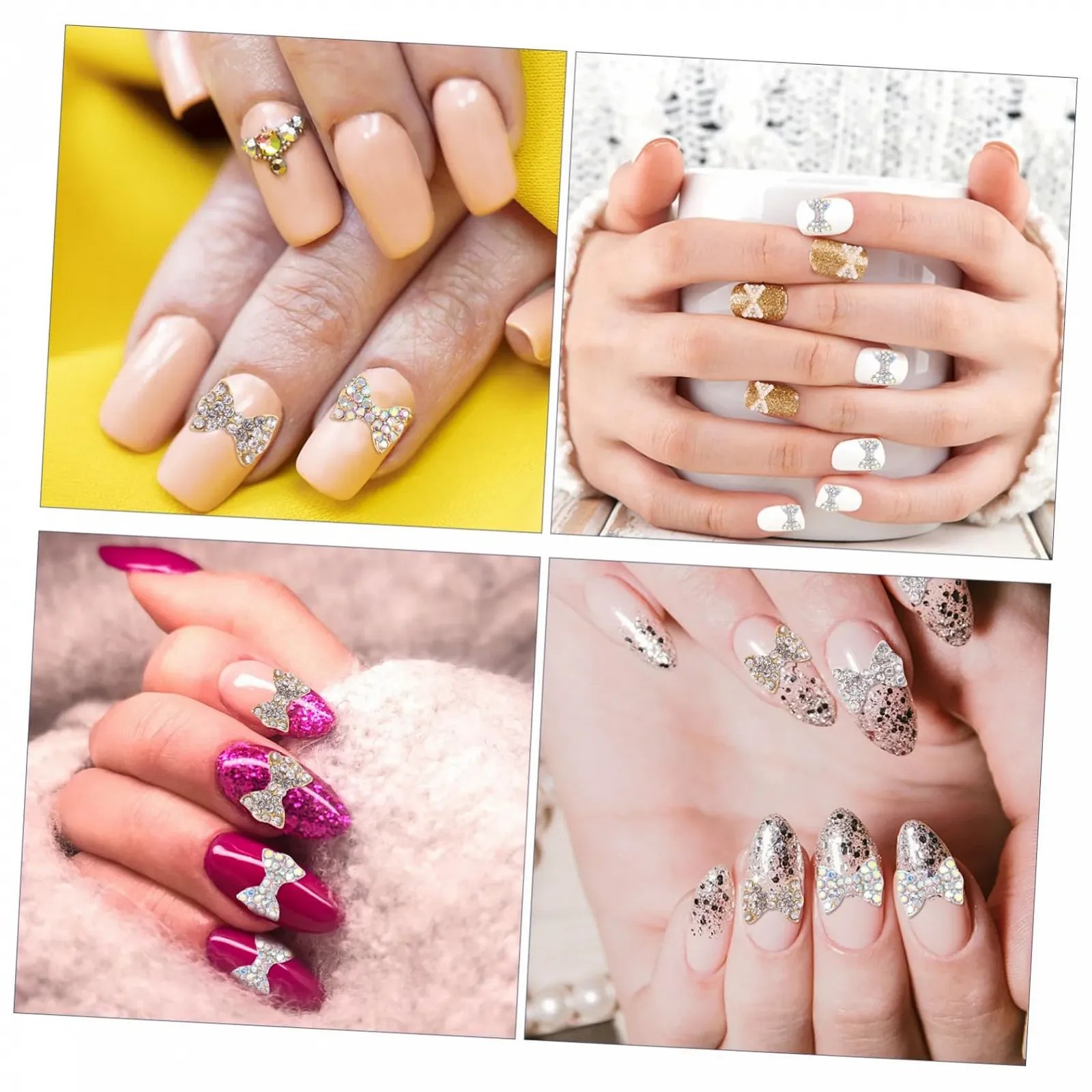 Украшения для ногтей Бриллиант Healvian Бантик 3D Украшения для ногтей Блестящие украшения для ногтей Стразы Украшения для ногтей с 3D Бабочками Праздничный галстук, фото №4