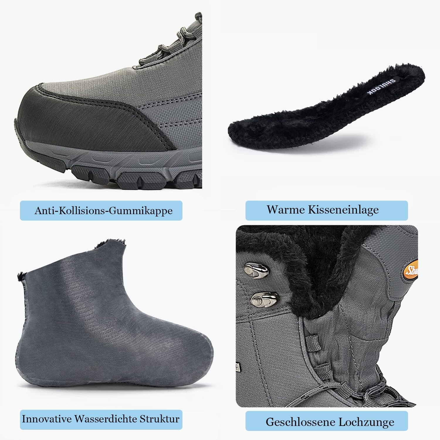 Ботинки SHULOOK Winter Waterproof Warm Lined Snow Непромокаемые Зимние Ботинки Высокие Мужские Для Походов Работы Кемпинга, фото №3