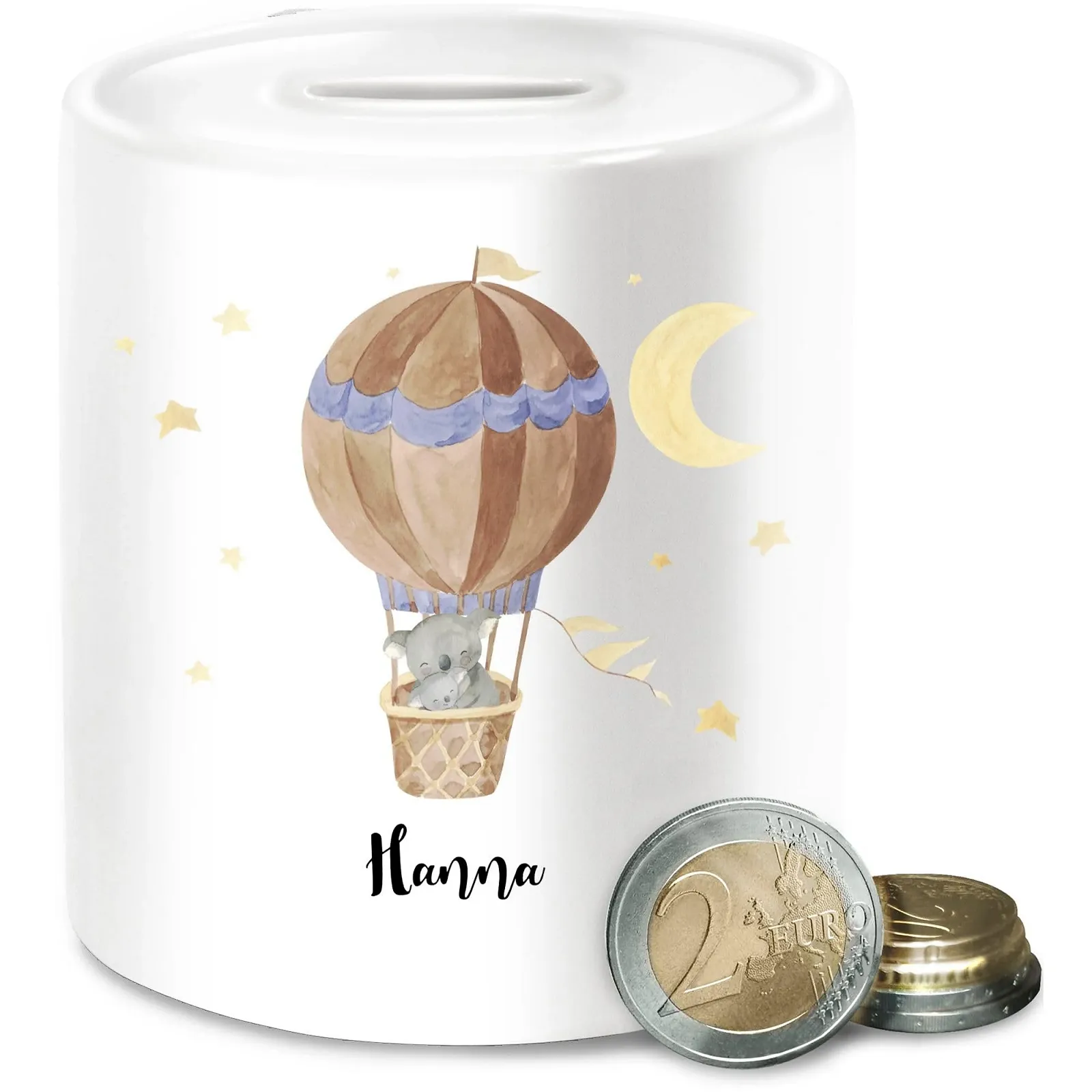 Скарбничка іменна Коала на повітряній кулі біла One Size, фото №1