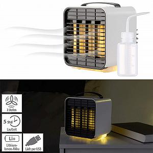 Мобільний міні-охолоджувач повітря Sichler Haushaltsgeräte LW-100 3 рівні з функцією нічника акумуляторний чорно-білий synthetic.ua - Фото 1