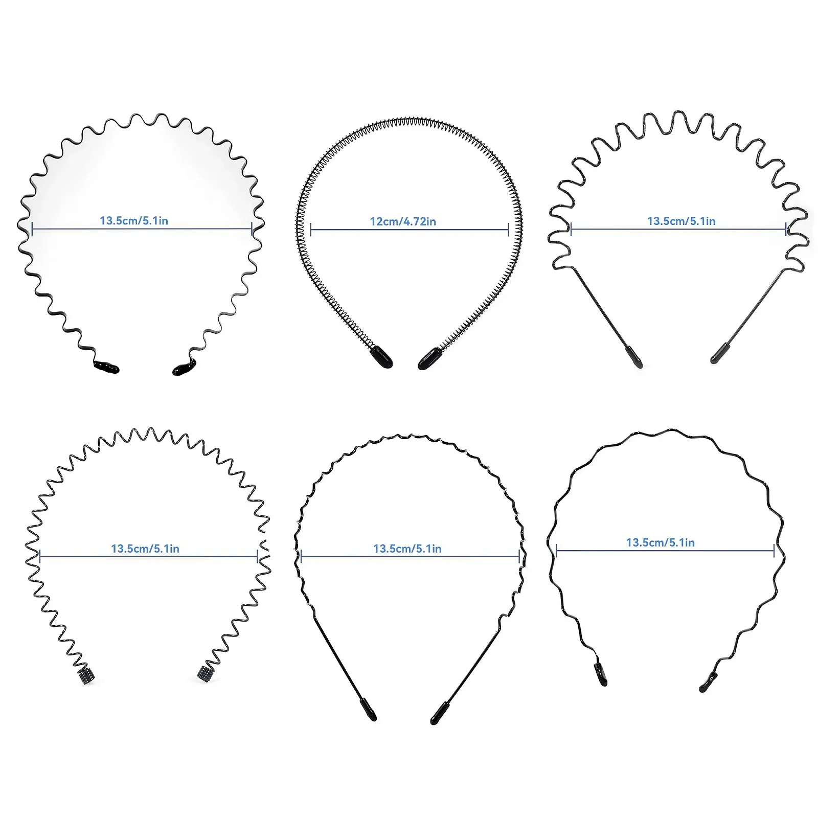 Набір з 6 металевих хвилястих обручів для волосся, фото №2