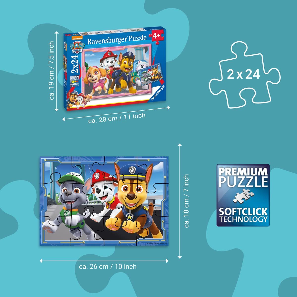 Пазл Ravensburger Paw Patrol 80534 Герои-собаки 2 x 24 элемента, фото №4