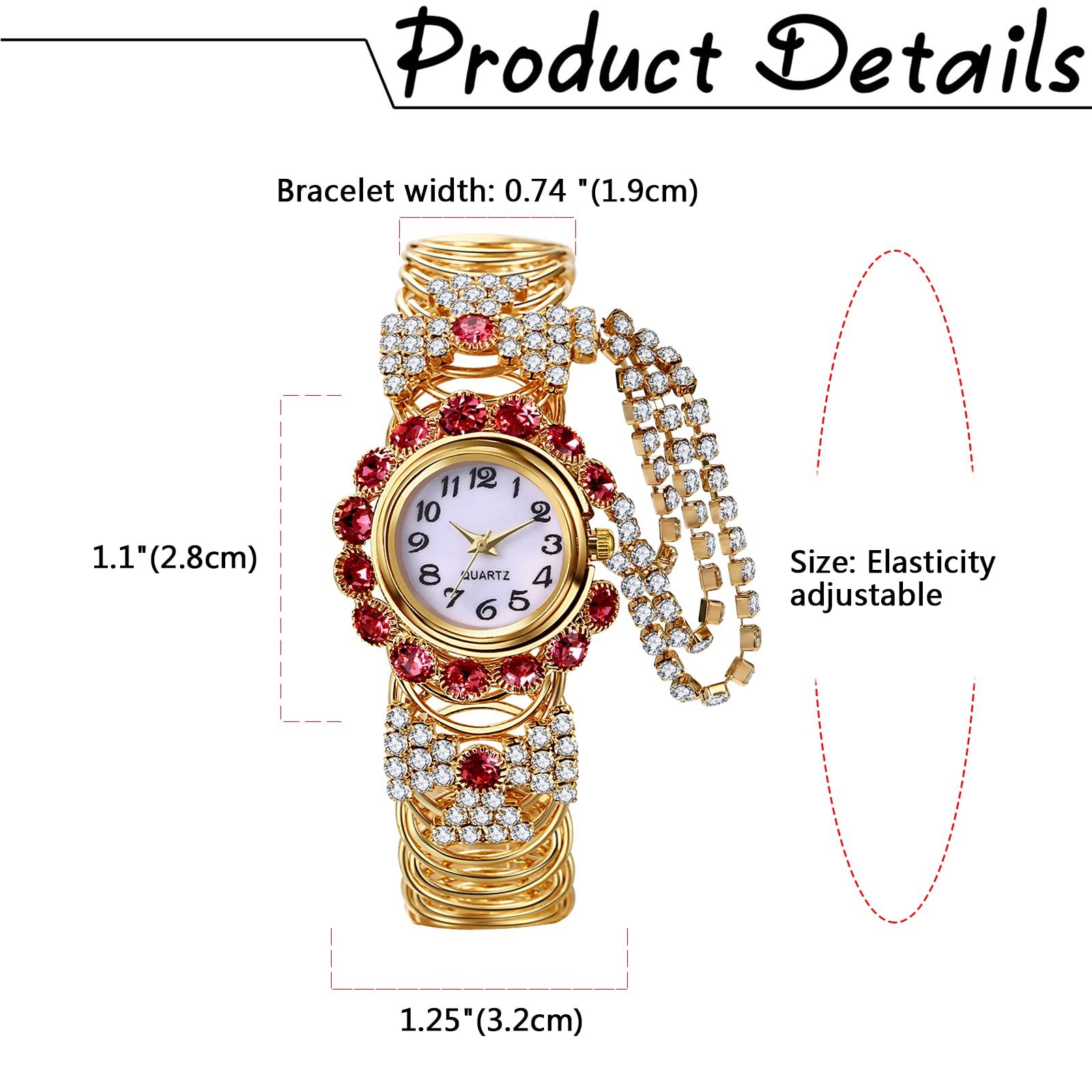Часы Женские JewelryWe Элегантные Аналоговые Кварцевые Часы с Эластичным Металлическим Ремешком Роскошные Часы с Бриллиантами и Стразами для Женщин Повседневные Часы Подарок для Девушек, фото №5