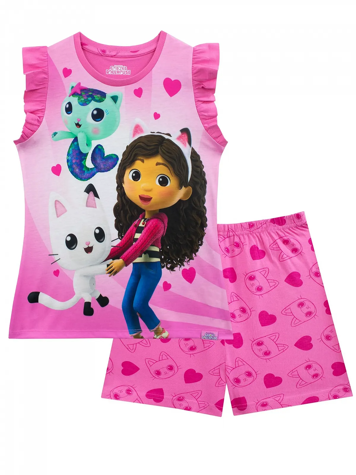 Піжама DreamWorks Gabby's Dollhouse для дівчат, шорти, оборки на плечах, фото №1 Піжама DreamWorks Gabby's Dollhouse для дівчат, шорти, оборки на плечах, фото №1