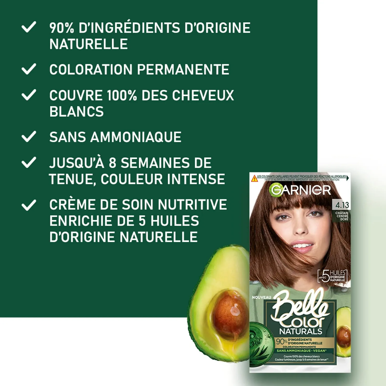 Стійка фарба для волосся Garnier Beautiful Colour Naturals Золотистий Попелясто-Коричневий (4.13), фото №12 Стійка фарба для волосся Garnier Beautiful Colour Naturals Золотистий Попелясто-Коричневий (4.13), фото №12