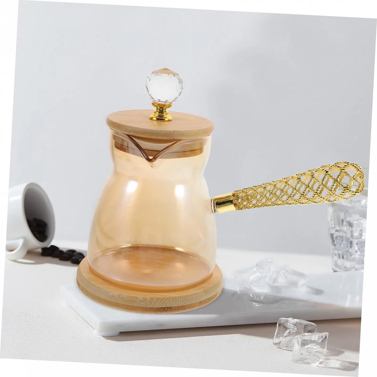 Кавник скляний Ipetboom Жаростійкий з довгою ергономічною ручкою, ручної роботи, універсальний, фото №5