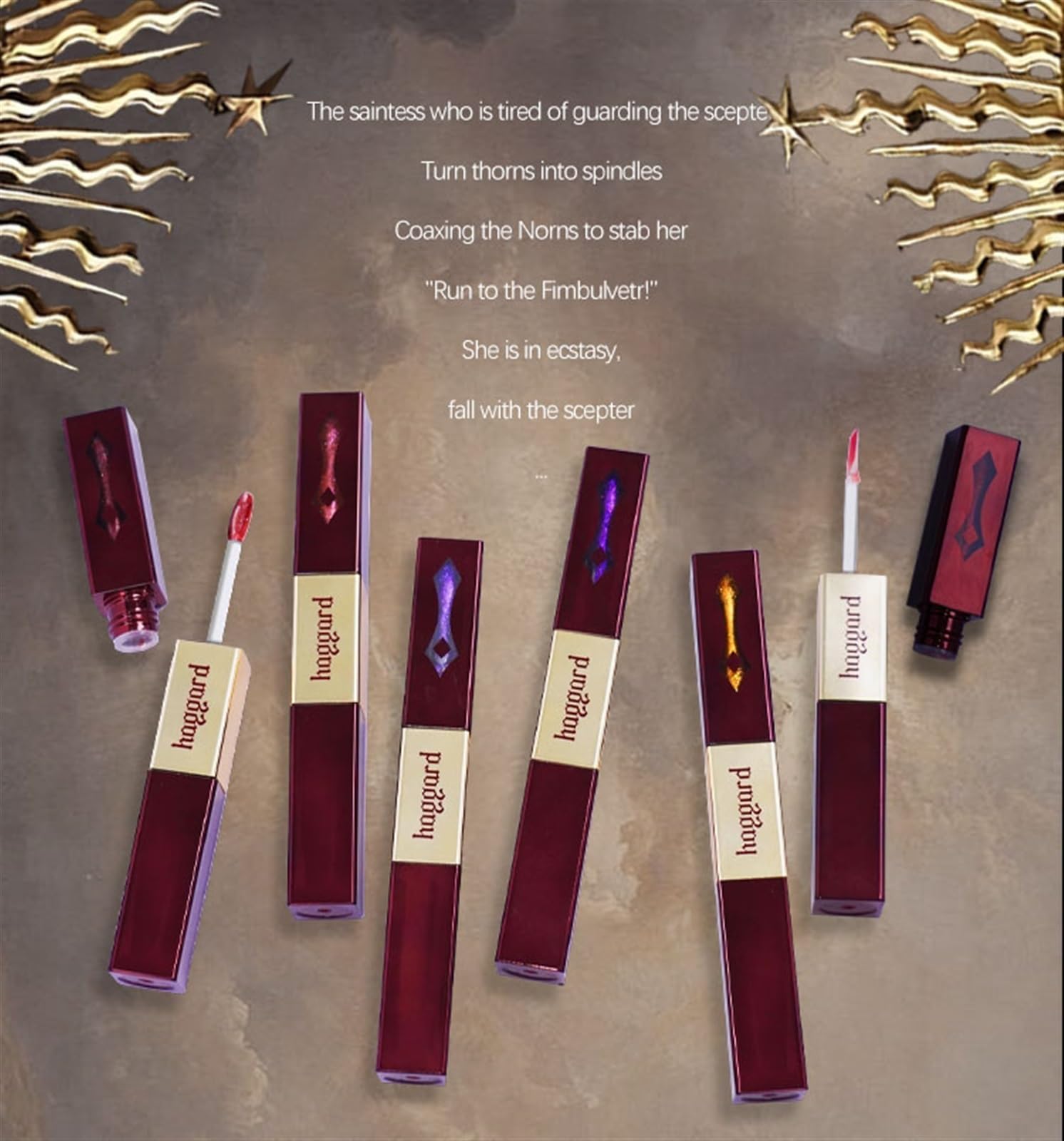 Блеск для губ Haggard Scepter Series двухсторонний стеклянный - экстра-стойкий, супер увлажняющий и с бриллиантовым блеском (5#), фото №4