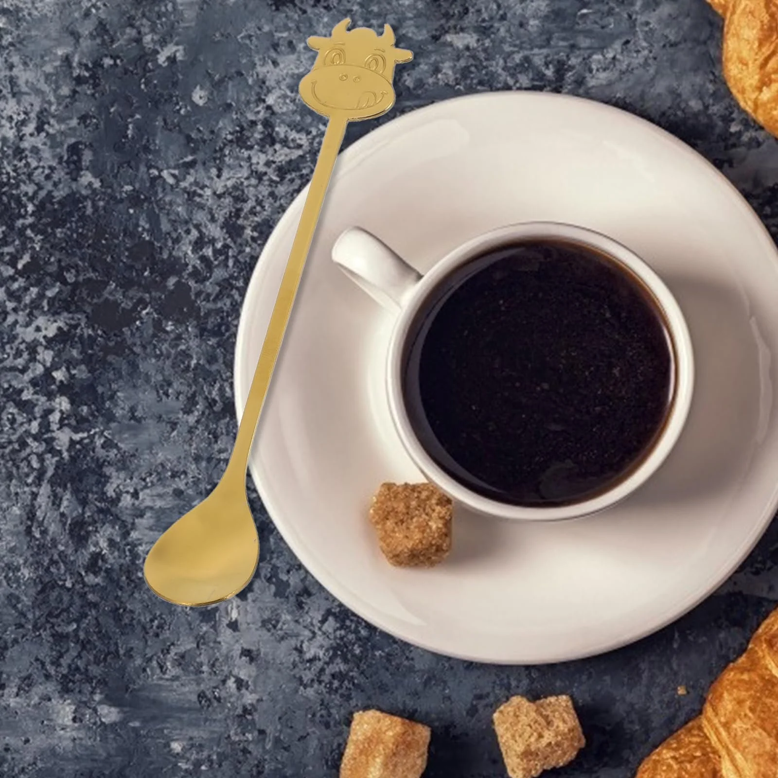 Набор ложек с мультяшной коровкой 10 шт, нержавеющая сталь, фото №5