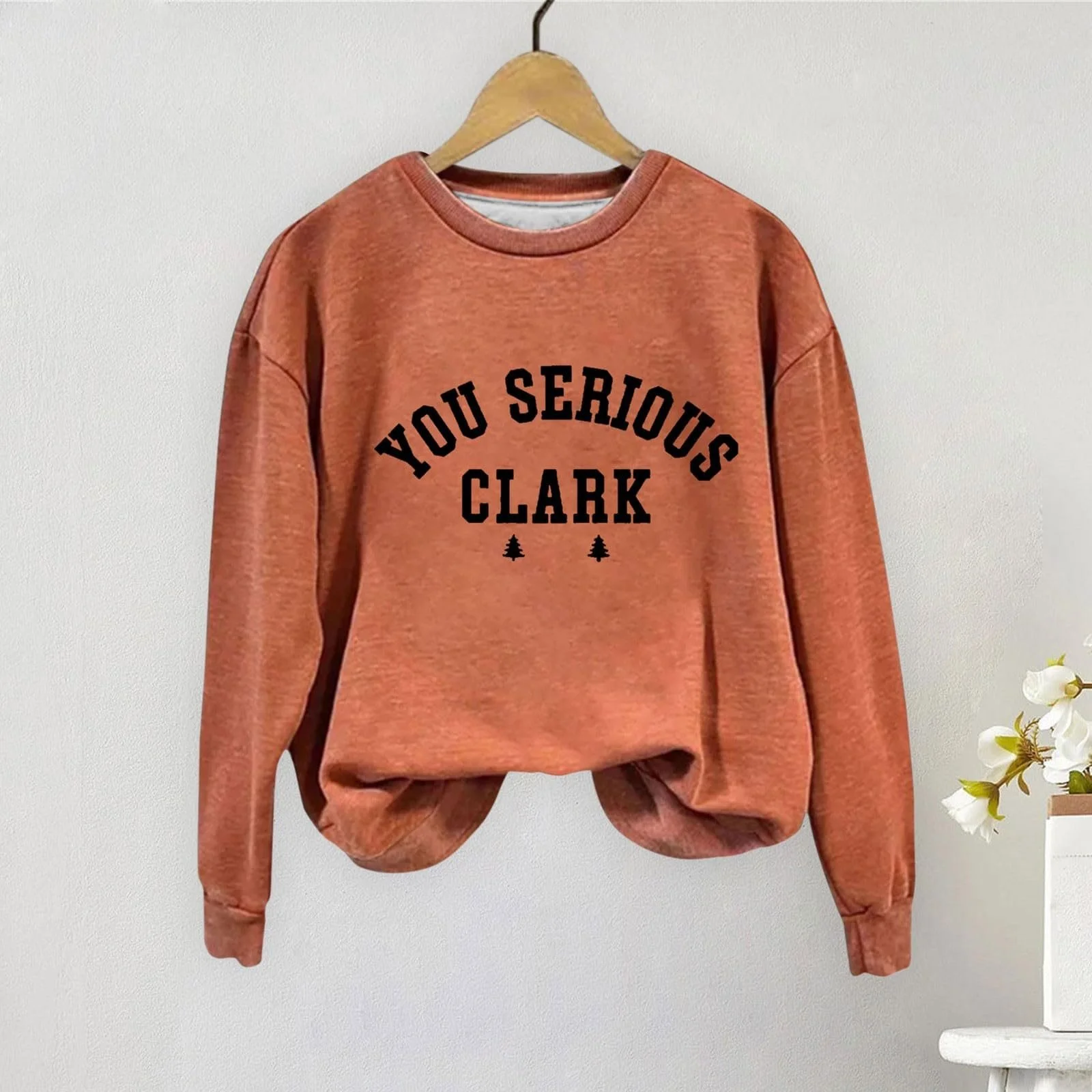 Женская Толстовка You Serious Christmas Print Casual Худи Круглый вырез Смешная Рождественская Рубашка Подарок, фото №3