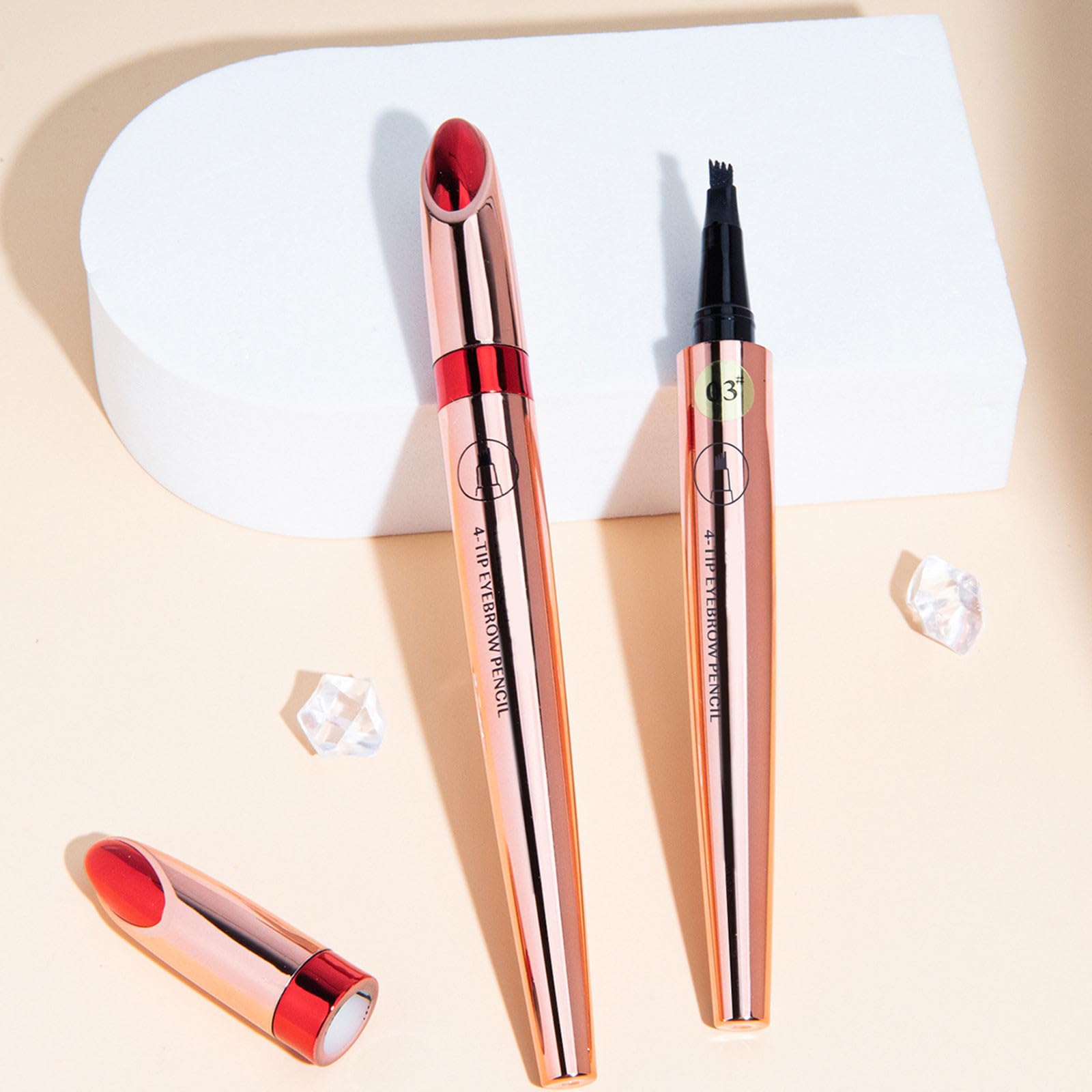 Карандаш для бровей 4-Tip Micro Blade 1 шт. 0.4 мл Blush Powder золото, фото №5