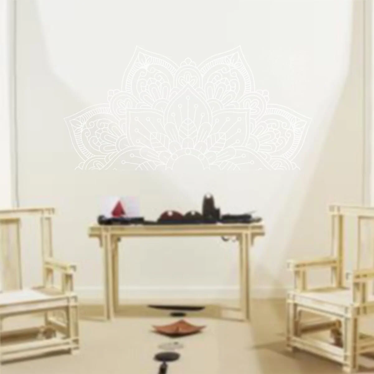 Наклейка на стіну Healeved Mandala Фіолетовий горщик Напівколо Біла 2 шт., фото №3