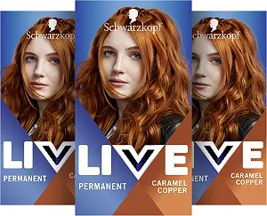 Фарба для волосся Schwarzkopf LIVE Intense Colour 077 Карамедна Мідь (3 x 142.5 мл), стійка, для ідеального покриття сивини - Фото 1