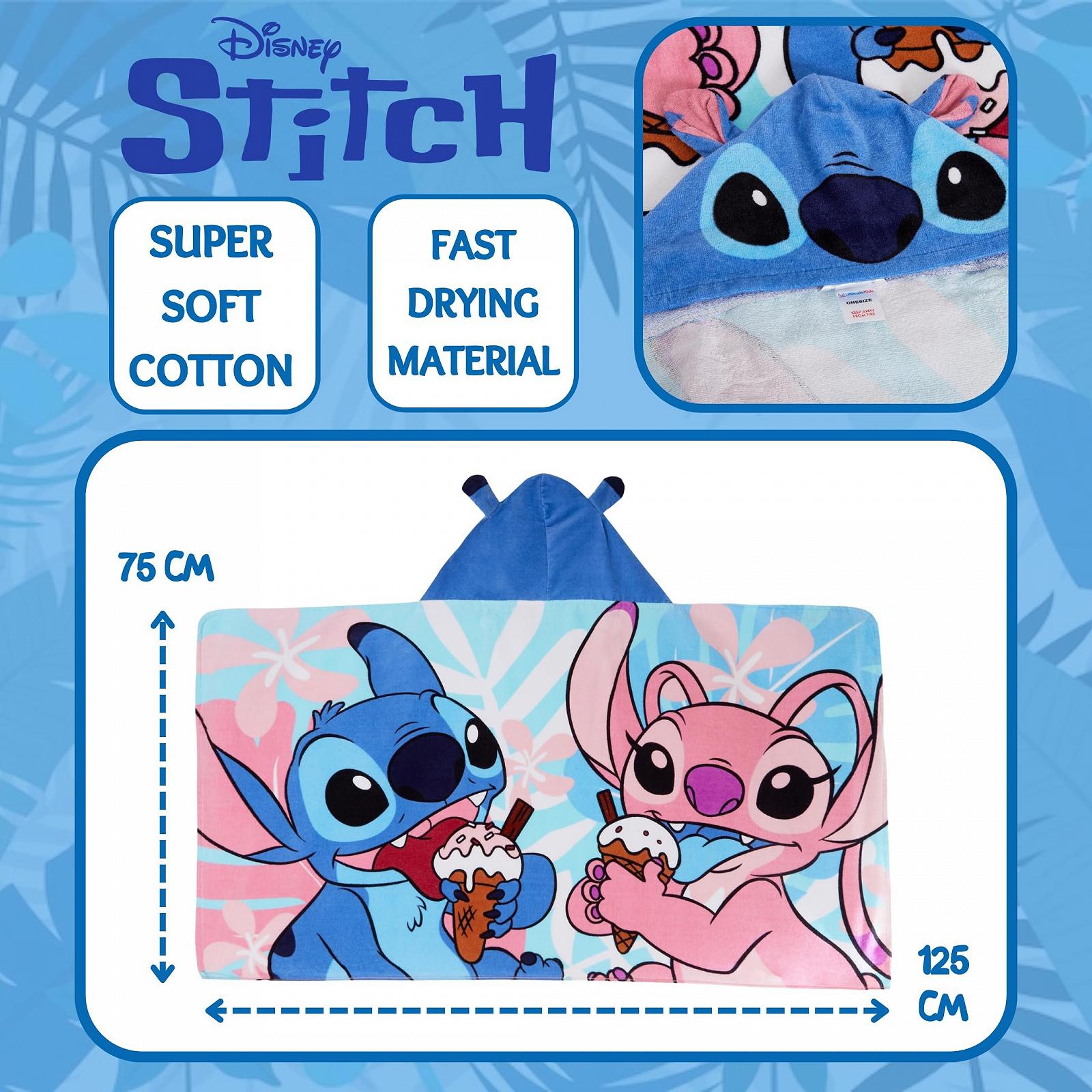 Пляжное пончо с капюшоном Disney Stitch Fishing, 100% хлопок, детское полотенце для ванны, халат для детей, фото №6