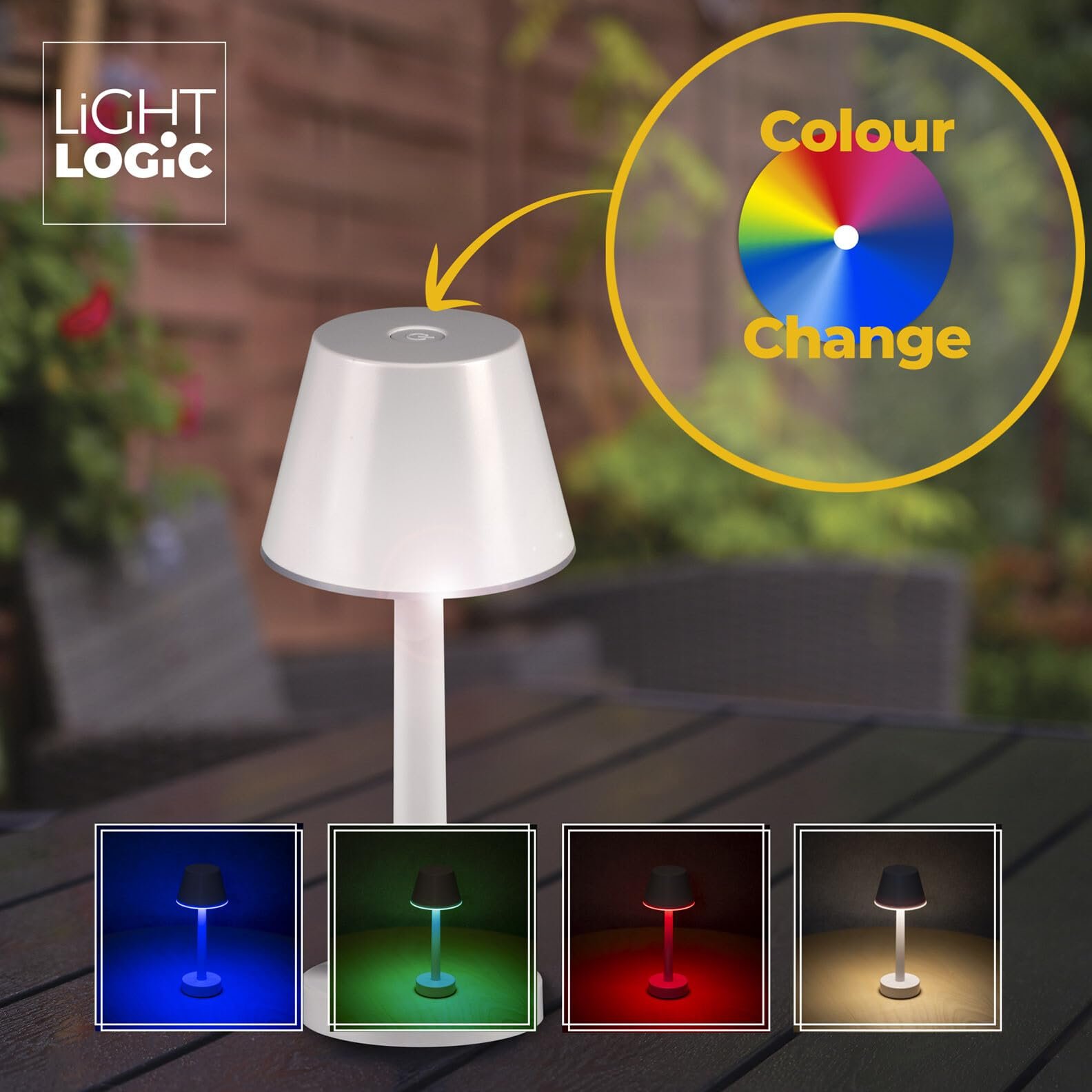 Настільна лампа LightLogic LL JERE DIM RGB W 66322 акумуляторна LED USB IP44 біла, фото №9