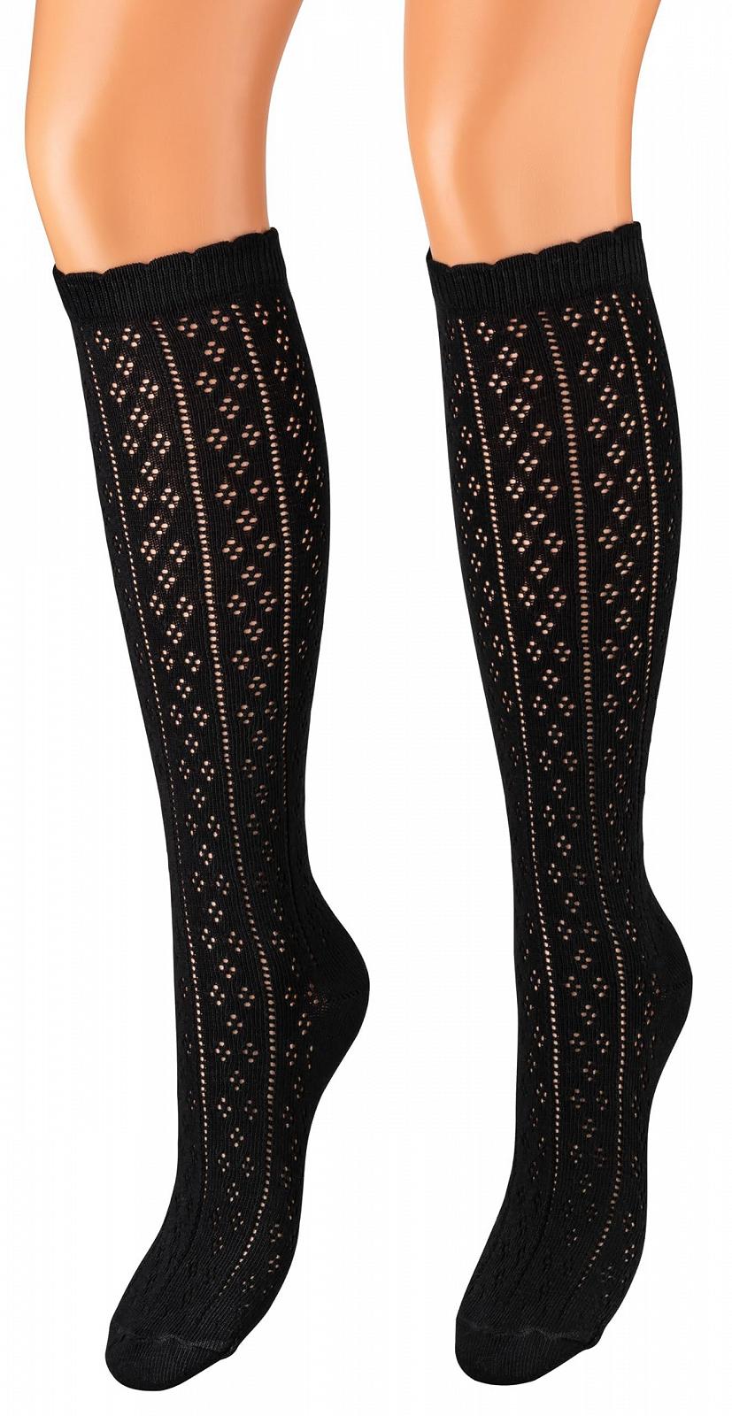 Длинные женские чулки для дирндля, длинные костюмные носки до колена с вязаным крючком хлопком, бело-черные, 1 пара размера 35-38, 39-42, фото №1