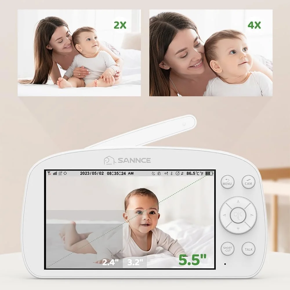 Відеоняня SANNCE 5.5 дюймів 720P 5000 мАг Night Light PTZ IR Night Vision Feeding Reminder, фото №8 Відеоняня SANNCE 5.5 дюймів 720P 5000 мАг Night Light PTZ IR Night Vision Feeding Reminder, фото №8