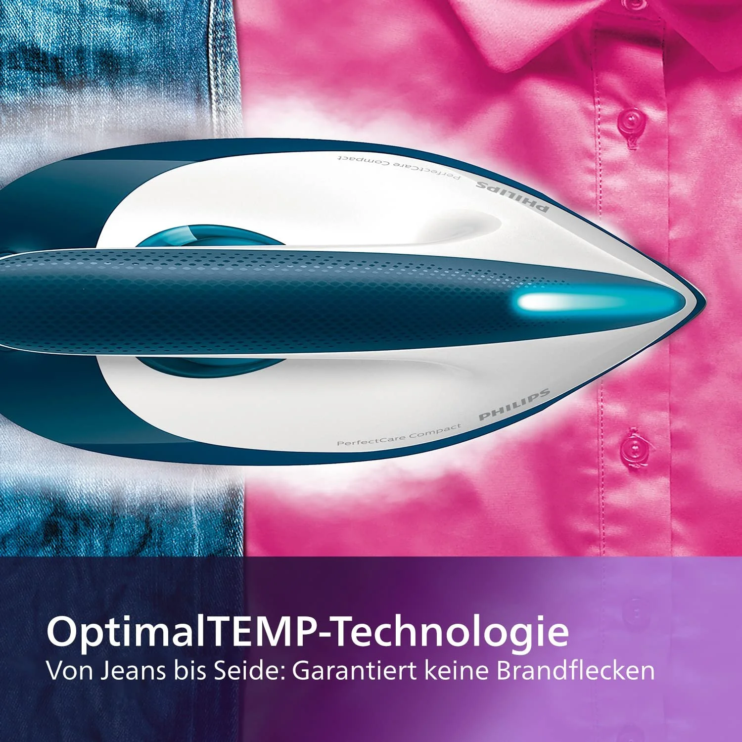 Парова праска Philips Perfect Care Compact GC7844/20 120 г/хв 2400 Вт 6.5 бар 1.5 л Синя, фото №5