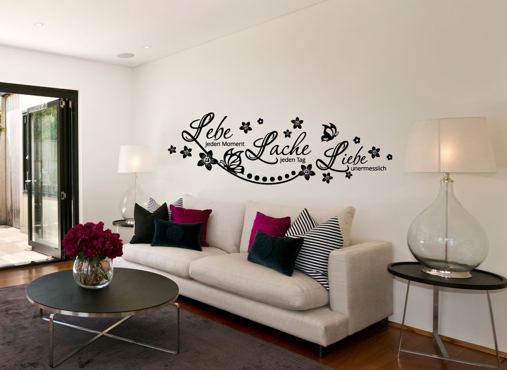 Наклейка на стіну Grandora W870 Lebe Lache Liebe 152 x 58 см чорний, фото №4