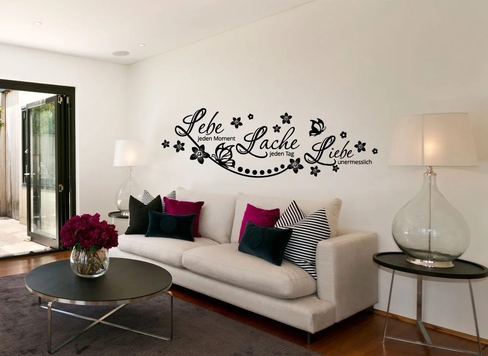 Наклейка на стену Grandora W870 Lebe Lache Liebe 152 x 58 см черный, фото №4
