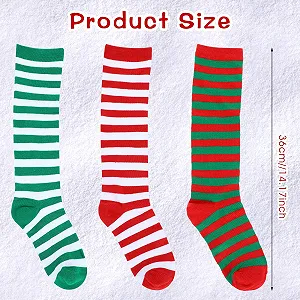 Жіночі шкарпетки в різдвяному стилі, 3 пари, 39-42, гольфи, червоний synthetic.ua - Фото 1