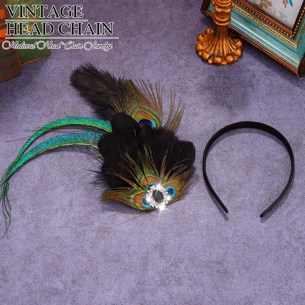 Обруч на голову Reaky в стилі бохо з пір'ям, фото №6