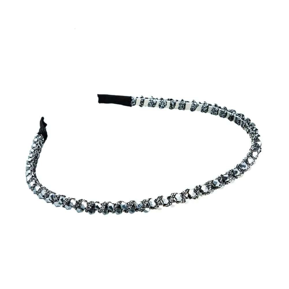 Обруч для волосся з кольоровими стразами, блискучий, фото №1