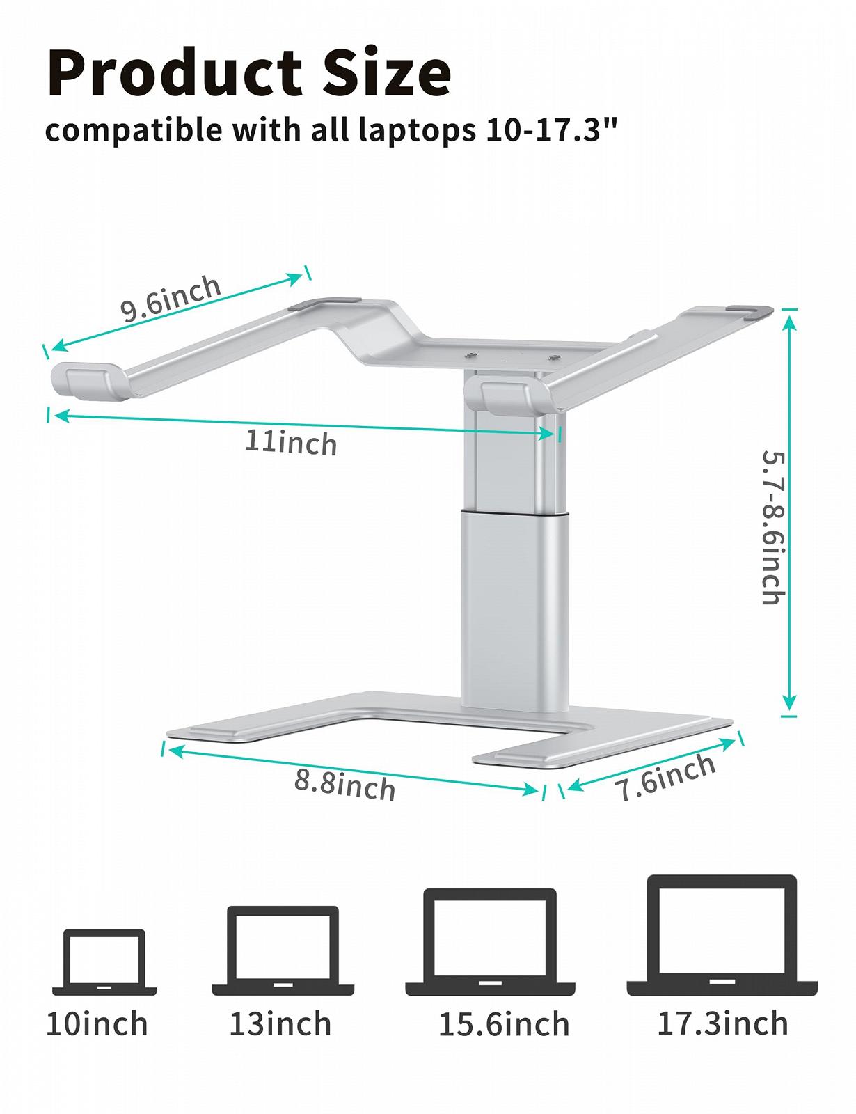 Підставка для ноутбука ALASHI Регульована по висоті Ергономічна Алюмінієва металева скоба для ПК Срібна, фото №2 Підставка для ноутбука ALASHI Регульована по висоті Ергономічна Алюмінієва металева скоба для ПК Срібна, фото №2