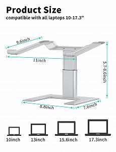 Подставка для ноутбука ALASHI Регулируемая по высоте Эргономичная Подставка для ноутбука Алюминиевая металлическая скоба для ПК Серебристая synthetic.ua - Фото 1