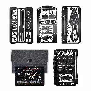 Інструмент PSKOOK для виживання, аварійний інструмент для кемпінгу EDC у вашому гаманці, чорний набір - Фото 1