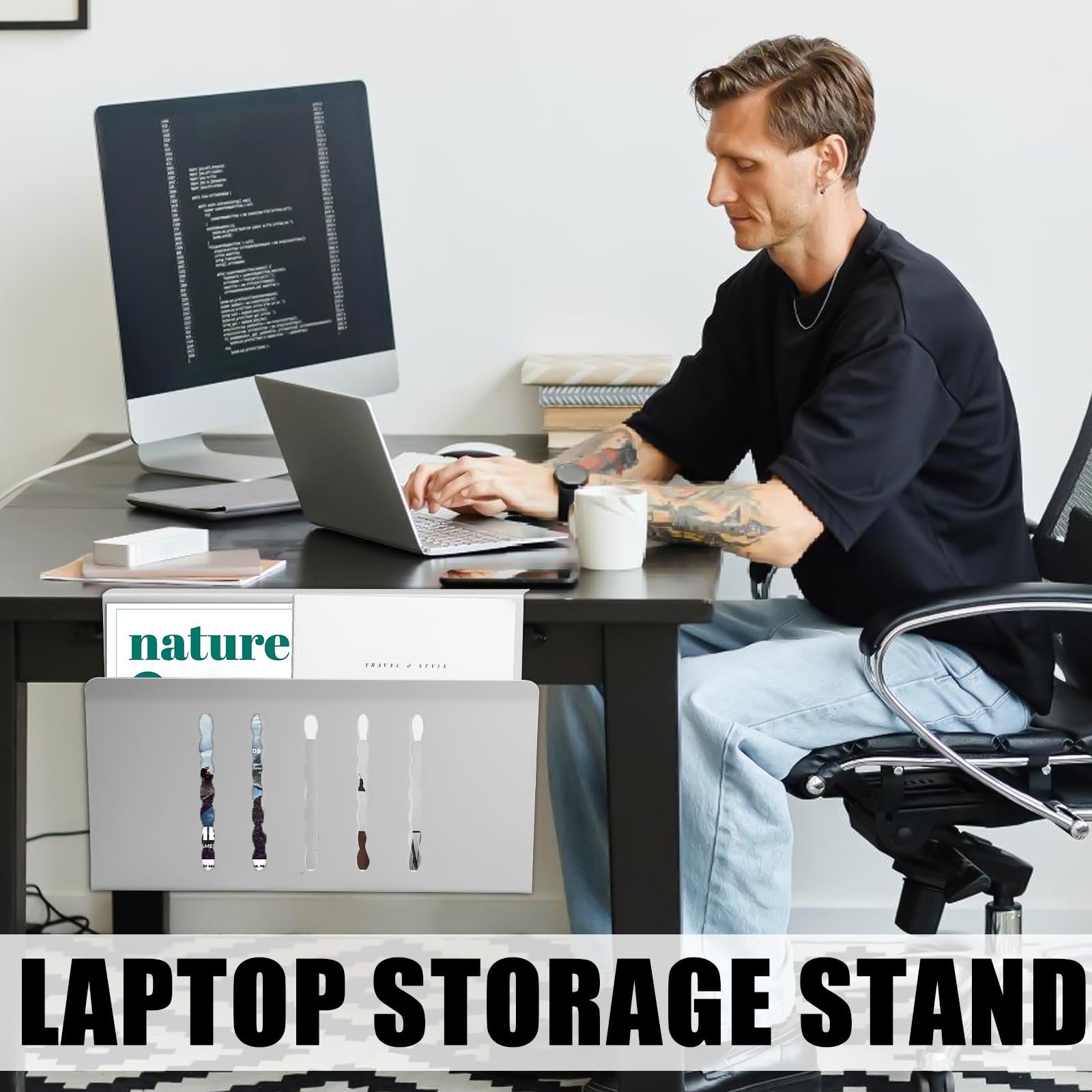 Настенный органайзер для ноутбука, крепится сбоку стола. Держатель для ПК. Для дома и офиса., фото №4 Настенный органайзер для ноутбука, крепится сбоку стола. Держатель для ПК. Для дома и офиса., фото №4