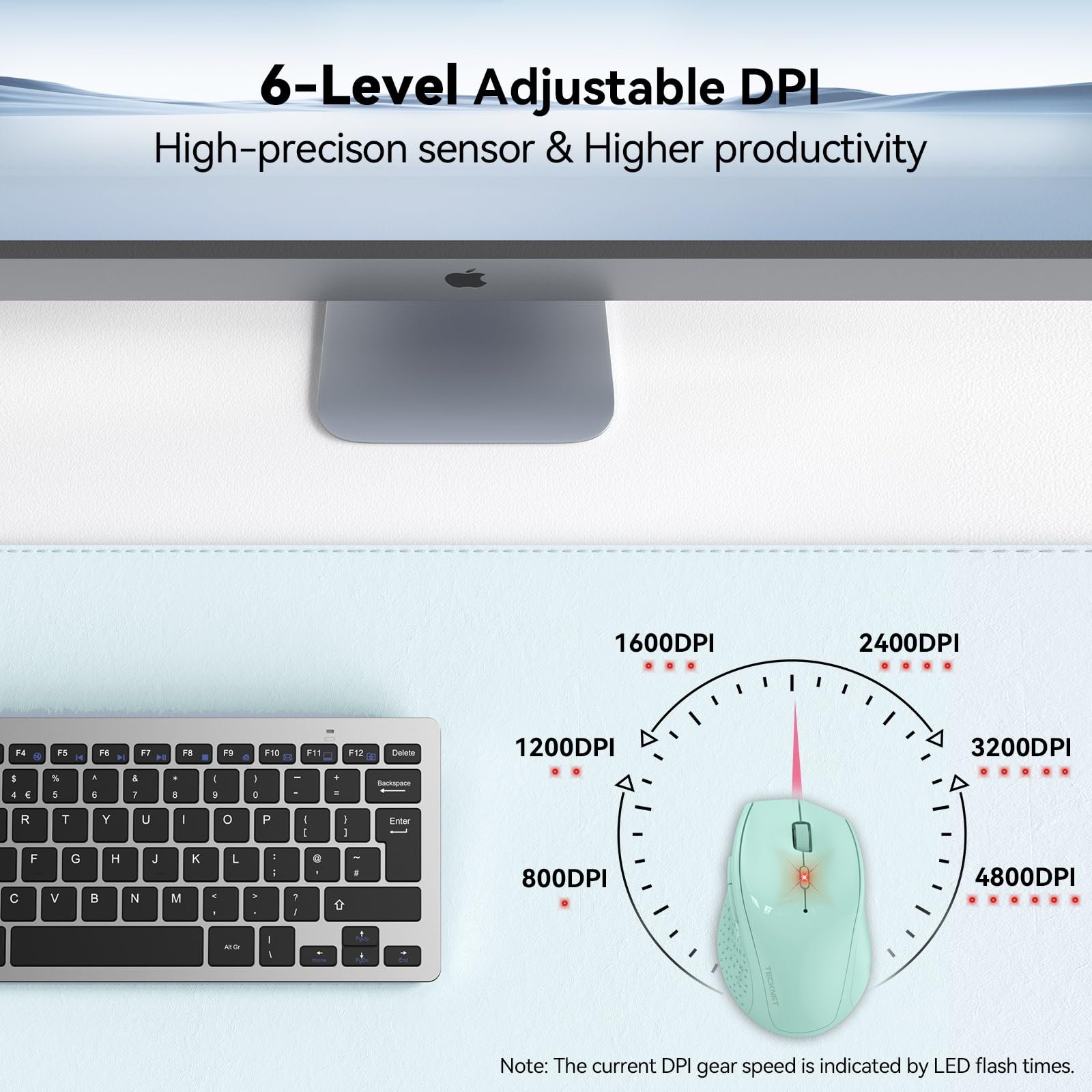 Мышь Беспроводная TECKNET 4800 DPI с USB-приемником, фото №2