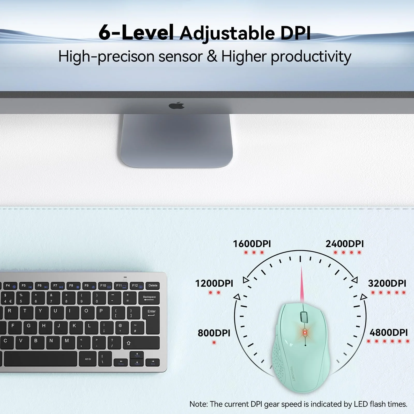 Мышь Беспроводная TECKNET 4800 DPI с USB-приемником, фото №2