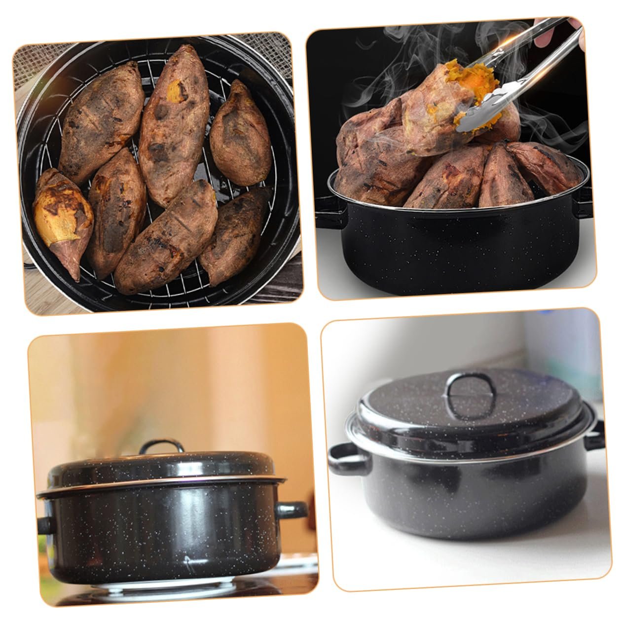 Жаровня эмалированная Multifunktionsbräter многофункциональная для гриля и запекания с крышкой, фото №4