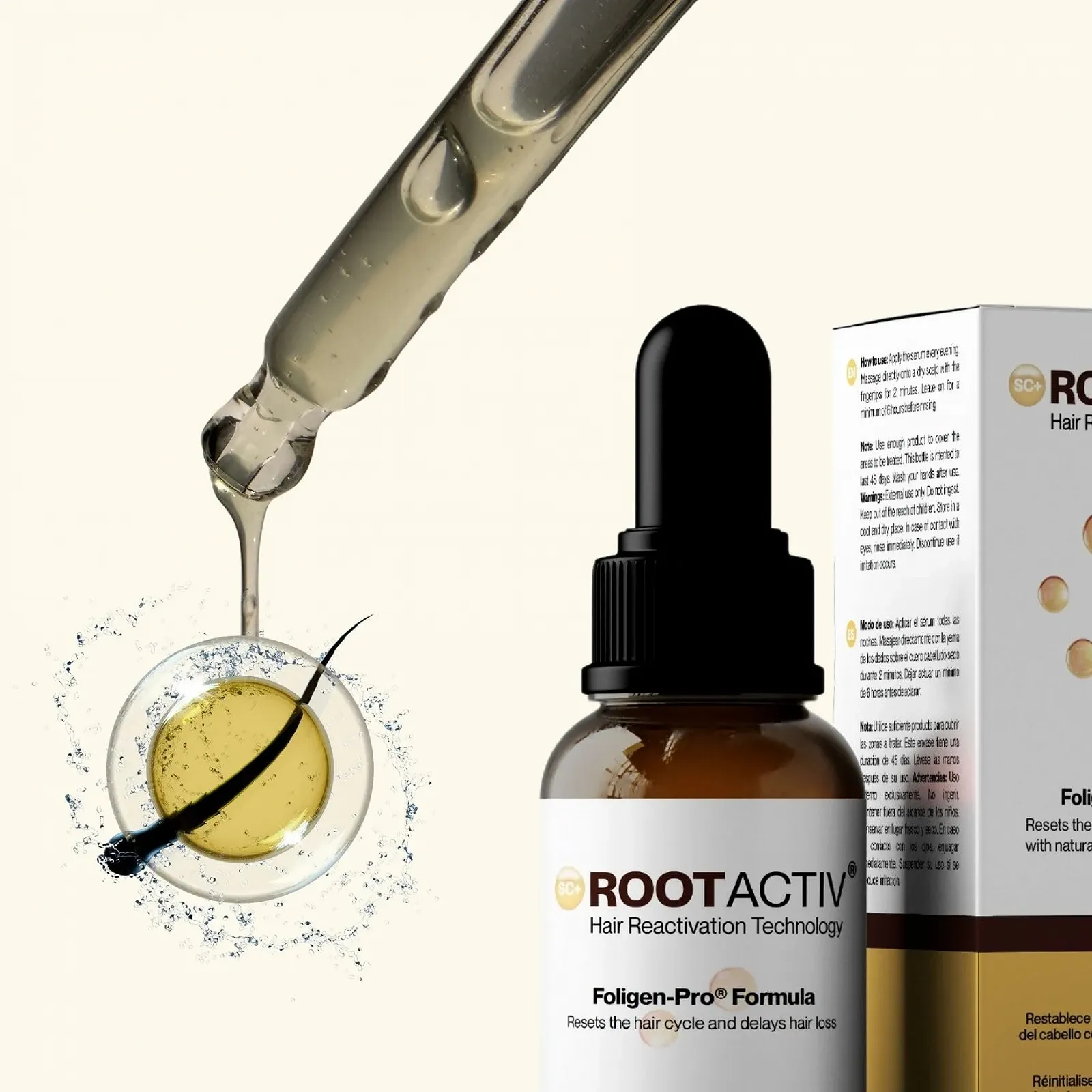 Сироватка для росту волосся зі стовбуровими клітинами SC+ ROOTACTIV для жінок та чоловіків, 75 мл, фото №3